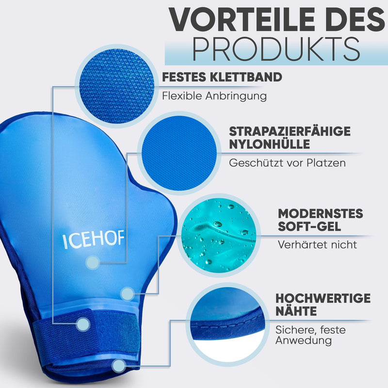 [Australia] - ICEHOF cooling gloves [2x] Gentle fabric - cooling gloves for hands/fingers during chemotherapy/rheumatism - gel gloves cold gloves (blue) Blue cooling gloves 