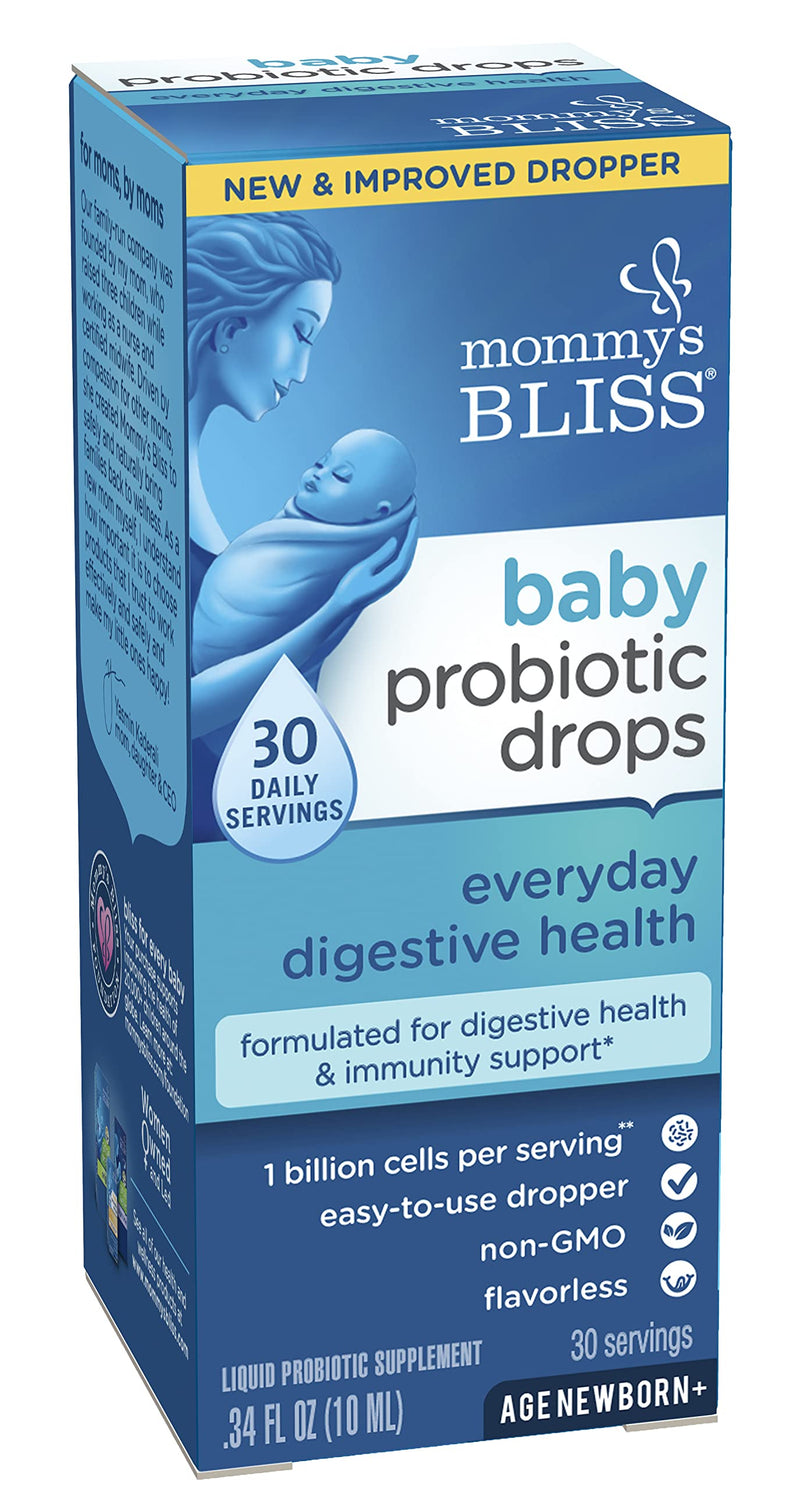 [Australia] - Mommy's Bliss Baby Probiotic Drops, Daily Gas, Constipation, and Colic Symptom Relief + Immune Support, Newborns & Up, 0.34 Fl Oz (30 Servings) 