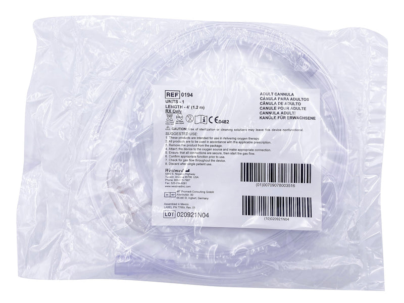 [Australia] - 5-Pack Westmed #0194 Adult Cannula Comfort Soft Plus with 4' Kink Resistant Tubing 