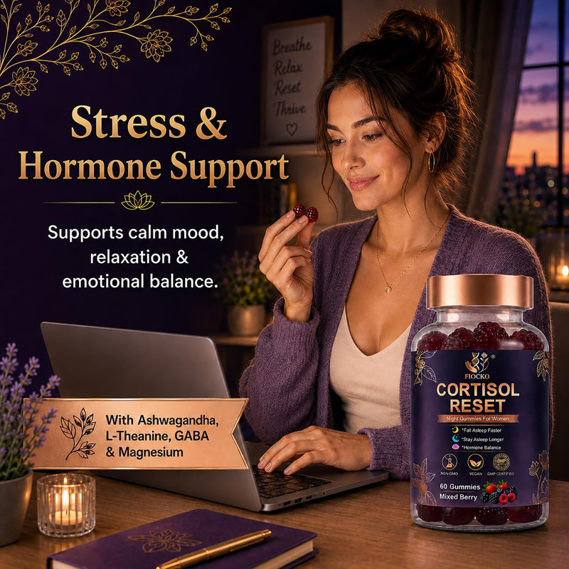 Cortisol Supplements for Women, Ashwagandha Gummies for Stress Relief, Hormone & Sleep & Cortisol Gummies with Magnesium, L-Theanine, GABA, Maca Root, Vitamin, Vegan, Mixed Berry, 120 Count 60 Count (Pack of 2)