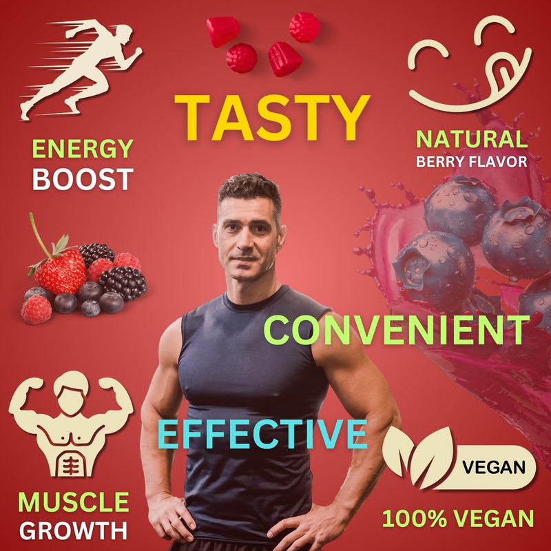 Gene & Good® Creatine Monohydrate Gummies 5000mg- 120 Gummy - Mixed Berry Flavor - Pre-Workout Creatine Gummies for Men & Women - Vegan, Halal, Gluten-Free (Pack of 1)
