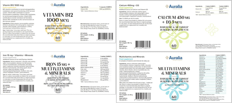 Bariatric Multivitamin Iron Calcium B12 & Minerals 1 PER Day for Gastric Sleeve Bypass Surgery Supplements 60 Tablets Each (2-Month Supply)