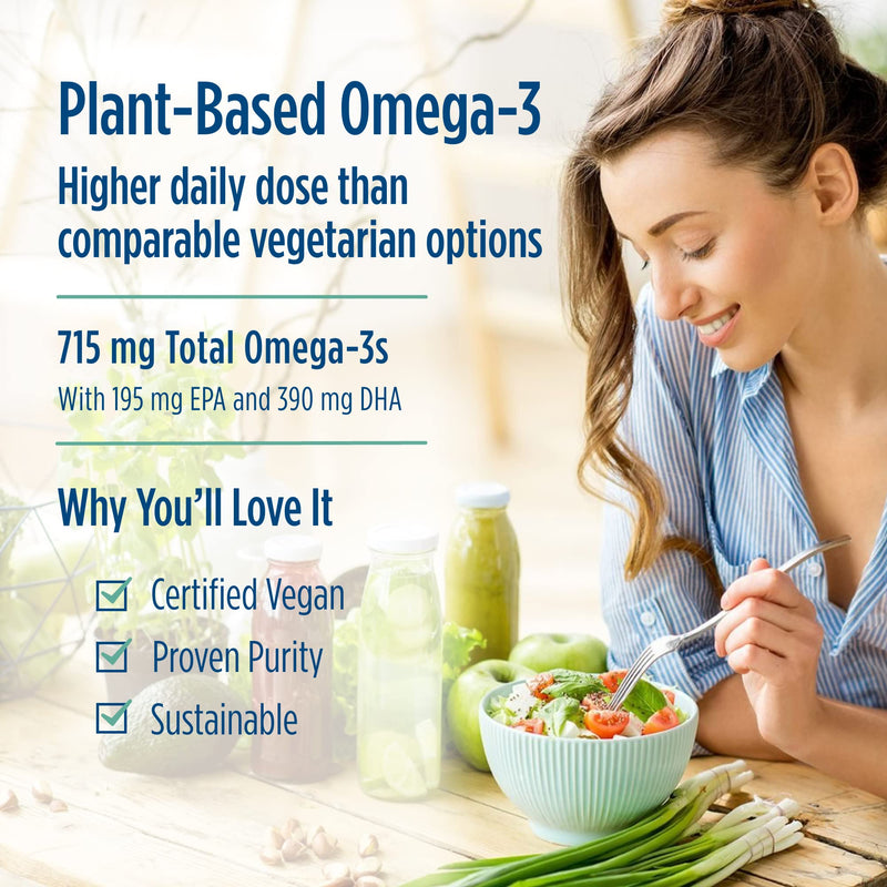 [Australia] - Nordic Naturals Algae Omega - 120 Soft Gels - 715 mg Omega-3 - Certified Vegan Algae Oil - Plant-Based EPA & DHA - Heart, Eye, Immune & Brain Health - Non-GMO - 60 Servings Unflavored 120 Count (Pack of 1) 