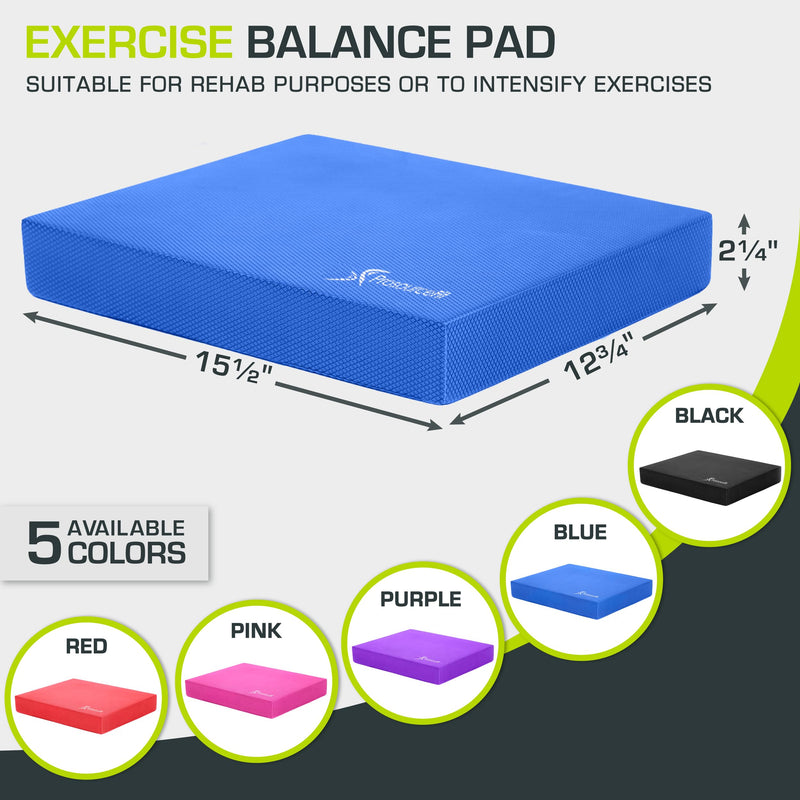 ProsourceFit Exercise Balance Pad, Non-Slip Cushioned Foam Mat & Knee Pad for Fitness and Stability Training, Yoga, Physical Therapy Blue L - (15.5" x 12.75")
