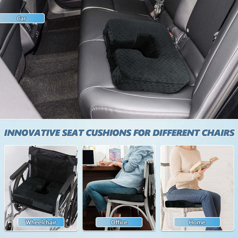 [Australia] - Donut Pillow Hemorrhoid Pillow, Large Seat Cushion with Comfort Supports, Butt Pillow Pain Relief for Tailbone Pain, Coccyx, Prostate, Sciatica, Pressure Sores, Pregnancy, Post Surgery Dark Grey 
