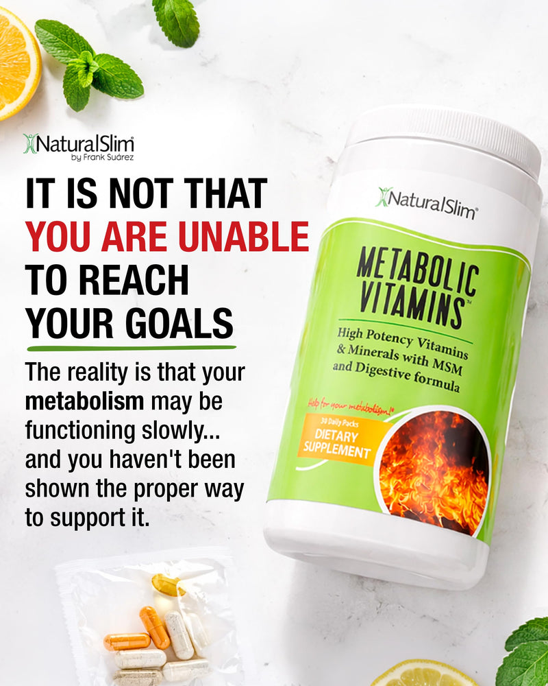 NaturalSlim Metabolic Vitamins, Multivitamin for Women and Men, 1 Pack | Multivitamin for Women and Men, Supports Energy, Metabolism and Nutrient Absorption, Digestive Enzymes, 30 Daily Packs Each 30 Count (Pack of 1)