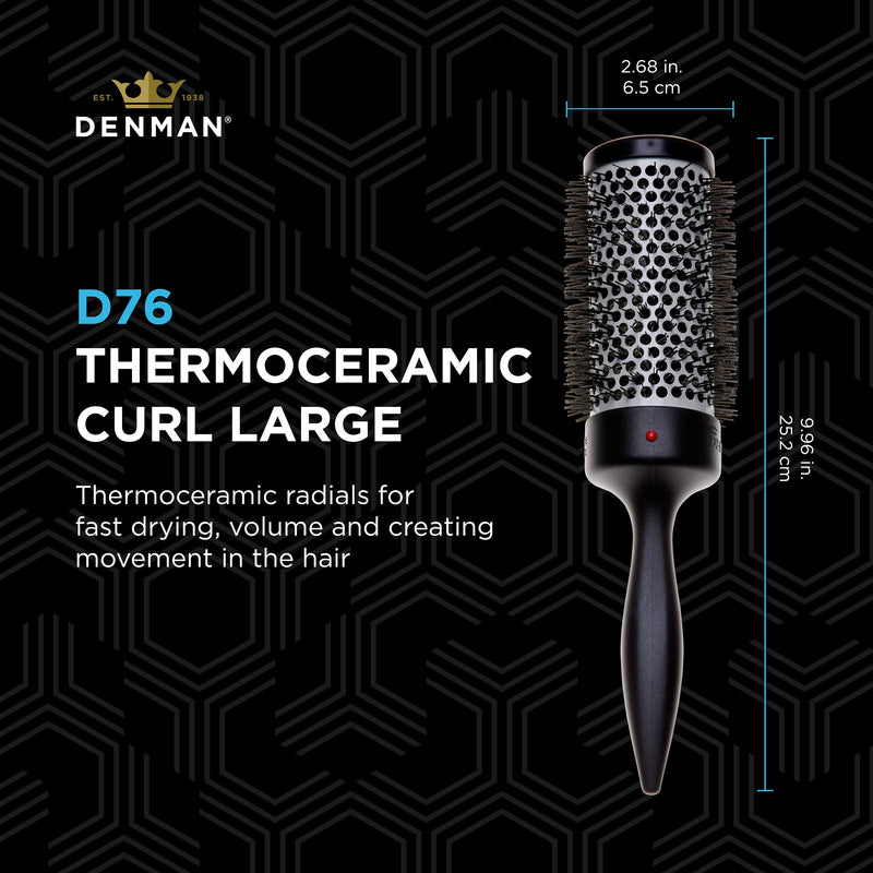 Denman Thermo Ceramic Hourglass Hot Curl Brush - Hair Curling Brush for Blow-Drying, Straightening, Defined Curls, Volume & Root-Lift - Gray Large