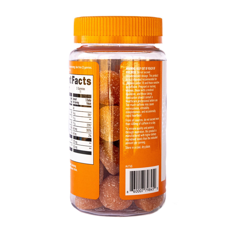 [Australia] - GummiShot Energy Gummies, 2475mg of Plant-Based Caffeine Chews per Bottle, Long Lasting Energy Boosters, Valencia Orange (33ct) 
