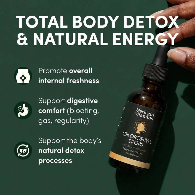 Black Girl Vitamins Liquid Chlorophyll Drops – Mulberry Leaf + Chlorophyllin with Peppermint, Vegan Liquid Concentrate, Supports Digestive Comfort & Healthy-Looking Skin (4-Month Supply)