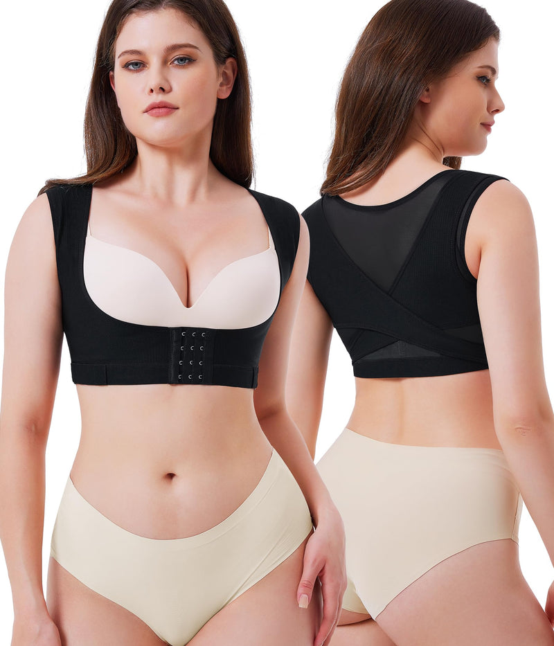 URSEXYLY Upper Back Brace for Women Breathable Posture Corrector Posture Support Back Straightener Pain Relief(Black,L) Large Black