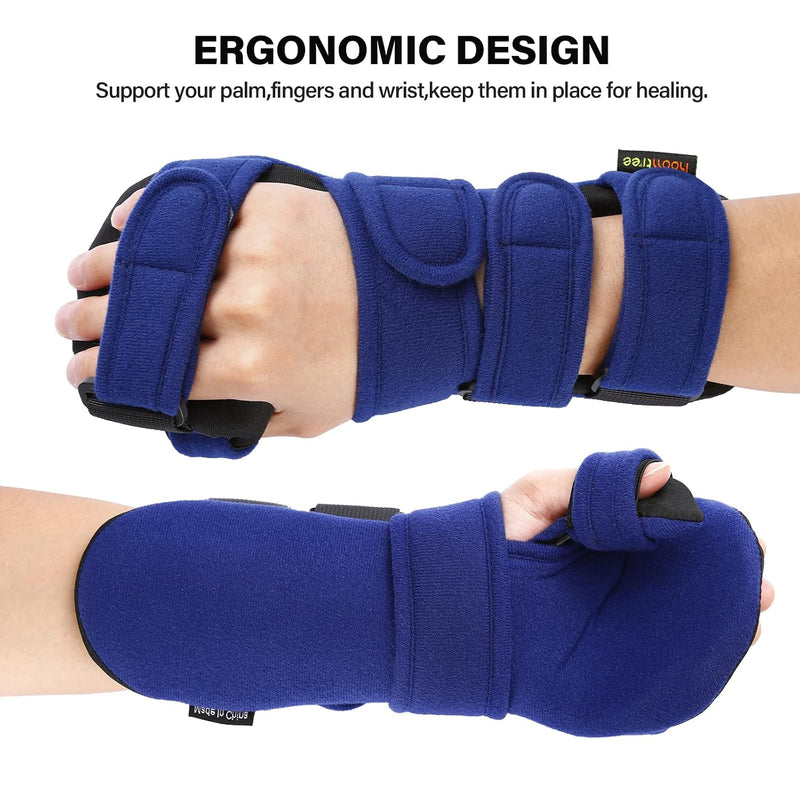 Resting Hand Splint, Functional Hand Brace, Wrist & Finger Night Immobilizer, Hand Support for Tendinitis, Arthritis, Carpal Tunnel Syndrome, Stroke Hand, Fit for Left and Right Hand L/XL