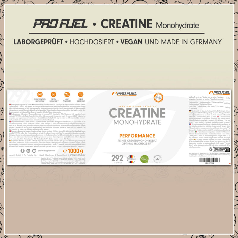[Australia] - Creatine monohydrate powder 1kg / 1000g pure creatine monohydrate in micronized quality - creatine monohydrate optimally dosed - creatine powder without additives, 100% vegan - supply for 292 days 1x 1 kg can 