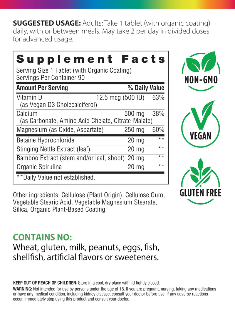 Rainbow Light Calcium Complex with Magnesium & Vitamin D3 + | 90 Tablets | Real Food Nutrients | Supports Bone Density & Muscle Health | Vegan Supplement for Men and Women