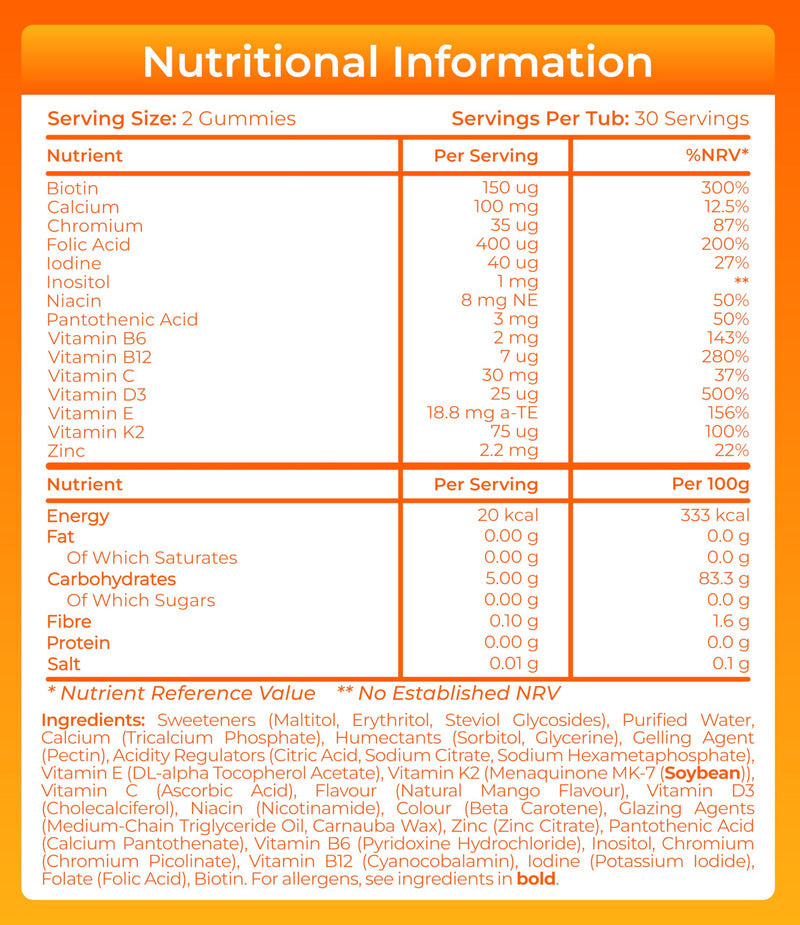 Multivitamin Gummies Women & Men, 60 Vegan Gummies, Sugar Free | Adult Multivitamin Gummies, 15-in-1 Multivitamins and Minerals, Chewable, Multi Vitamin Gummies Mango Flavour, 1 Month Supply