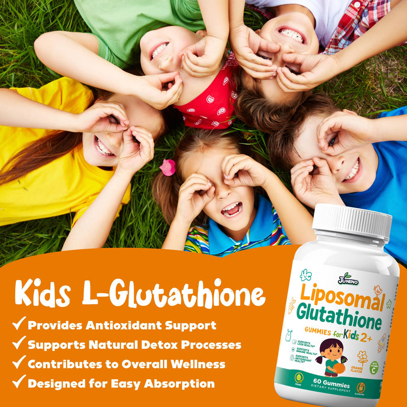 Liposomal Glutathione Gummies for Kids - Vitamin C Supplement for Healthy Immune Support Antioxidants & Detox - Sugar Free Vegan Non GMO 60 Count (Pack of 2)