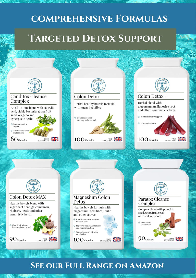 Magnesium Colon Detox – 4 Magnesium Types, Prebiotic Fibre, ACV & Vitamin C – Gentle Daily Digestive Support – Vegan, 100 Capsules