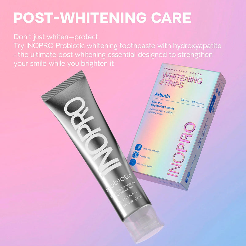 InoPro Teeth Whitening Strips 14 Treatments Kit - Enamel Safe Teeth Whitener, Peroxide-Free, Green White Strips for Teeth Whitening with Arbutin, Coconut Oil, Deep Stains Removal (28 Strips) 28 Count (Pack of 1)