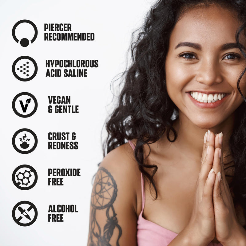 [Australia] - BRIOTECH Pierce Pro Piercing Aftercare Spray, Gentle Hypochlorous Acid Spray, Calm Redness & Itch, Reduce Bumps & Crust, Zero-Contact, No Rinse, No Residue HOCl Spray, 3.4 fl oz 