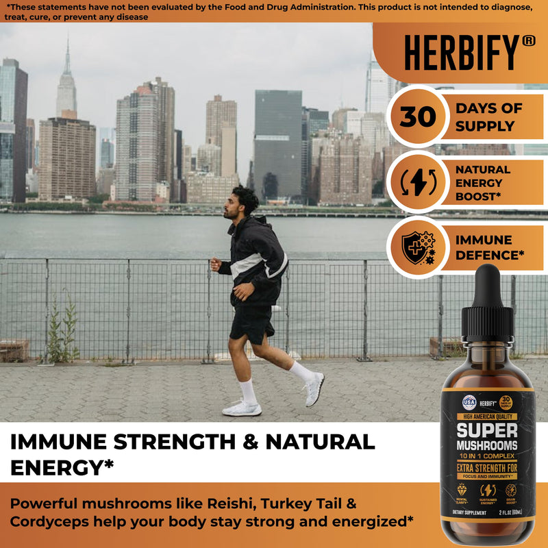 [Australia] - Mushroom Supplement - Lions Mane Reishi Cordyceps Chaga Turkey Tail Inulin & More Mushrooms For Immune Support, Energy - Premium Nootropic Brain Supplements For Memory And Focus - Made in USA 2 FL Oz 