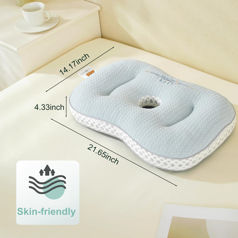 [Australia] - Ear Piercing Pillow for Side Sleeping,Cool Piercing Pillow for Side Sleepers,Flat Pillows For Sleeping,Ear Hole Pillow,Donut Pillow for Ear,Ear Pillows with Holes for Ear Pain,Earring Pillow 