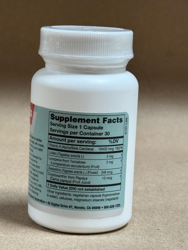 [Australia] - Karuna Mixed Carotenoids | 30 Vegetarian Capsules | Alpha- and beta-carotenes, Lutein 5mg, lycopene 2.5mg, zeaxanthin 246mcg, and cryptoxanthin 8mcg | Comprehensive antioxidant Formula 