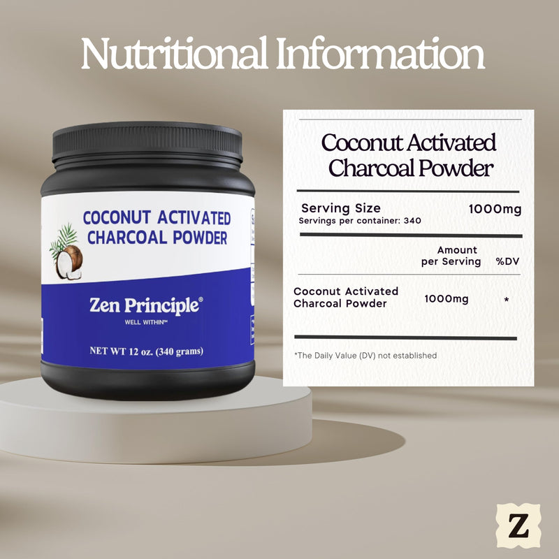 [Australia] - Zen Principle Coconut Activated Charcoal Powder. Whitens Teeth, Rejuvenates Skin and Hair, Supports Better Digestion. USA-Owned Producers, Free Scoop, 12 Oz 12 Ounce (Pack of 1) 