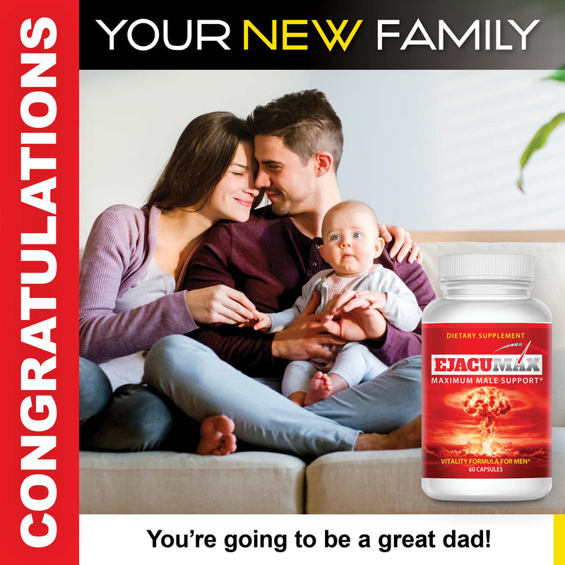 Ejacumax Vitality- Prenatal Vitamins for Men- Fertility Formula - Male Semen Volume Enhancer- High Potency Sperm Count Boosting Formulation- All Natural and Effective- 60 Capsules
