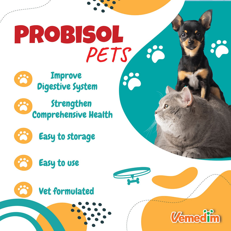 Probisol Pets, Probiotic Powder for Dogs and Cats, Helps Support A Healthy Immune, Digestive System, Decrease Foul-Smelling Waste, Better Digestion/Milk Flavored/ 5.3oz (150g)-30 Packets - PawsPlanet Australia