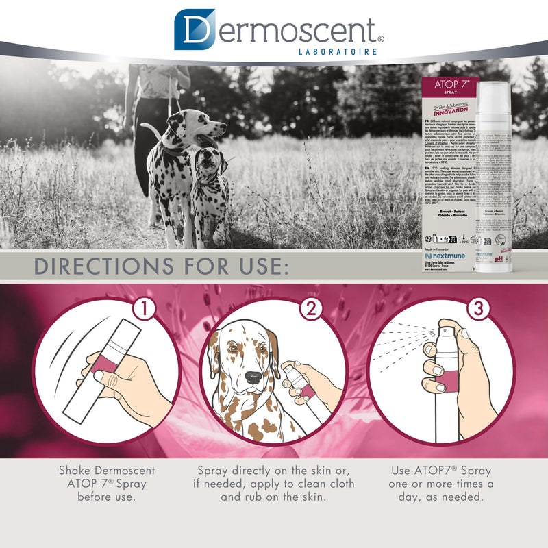 Dermoscent ATOP 7 Spray for Dogs and Cats - Soothing Skincare for Itchy Skin Relief & Irritated Allergy-Prone Skin - 75 ml - PawsPlanet Australia