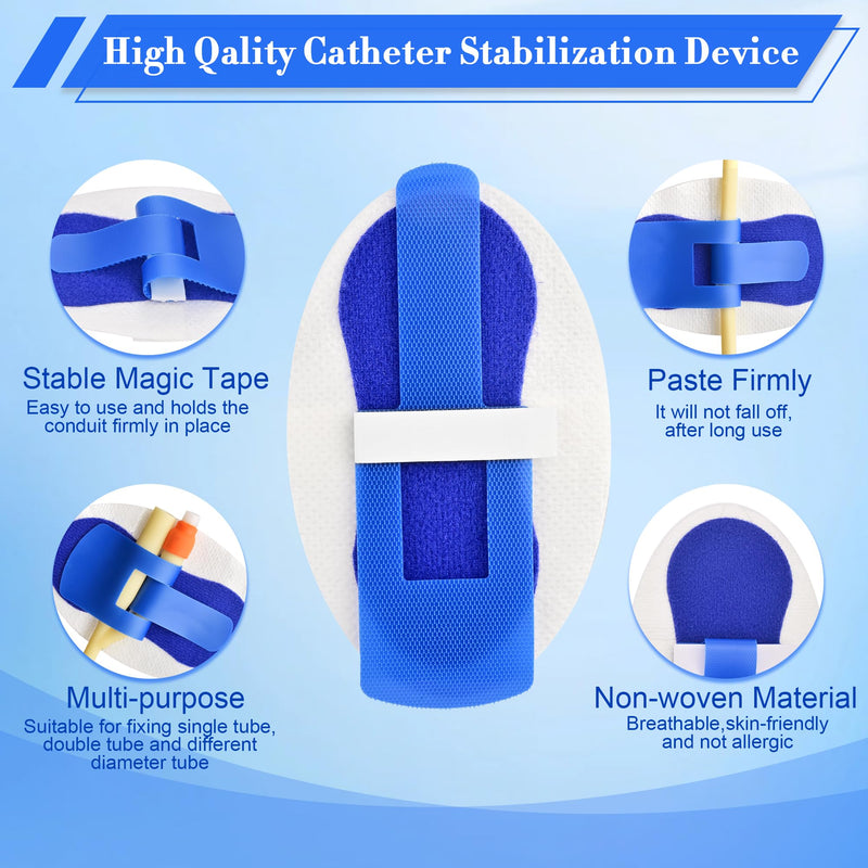 [Australia] - 10 Pcs Foley Catheter Stabilization Device, Urinary Leg Bag Catheter Tube Holder, Catheter Supplies for Single/Double/Feeding Tube, Adhesive Catheter Urinary Leg Bags Holder,Blue Blue 10 PCS 