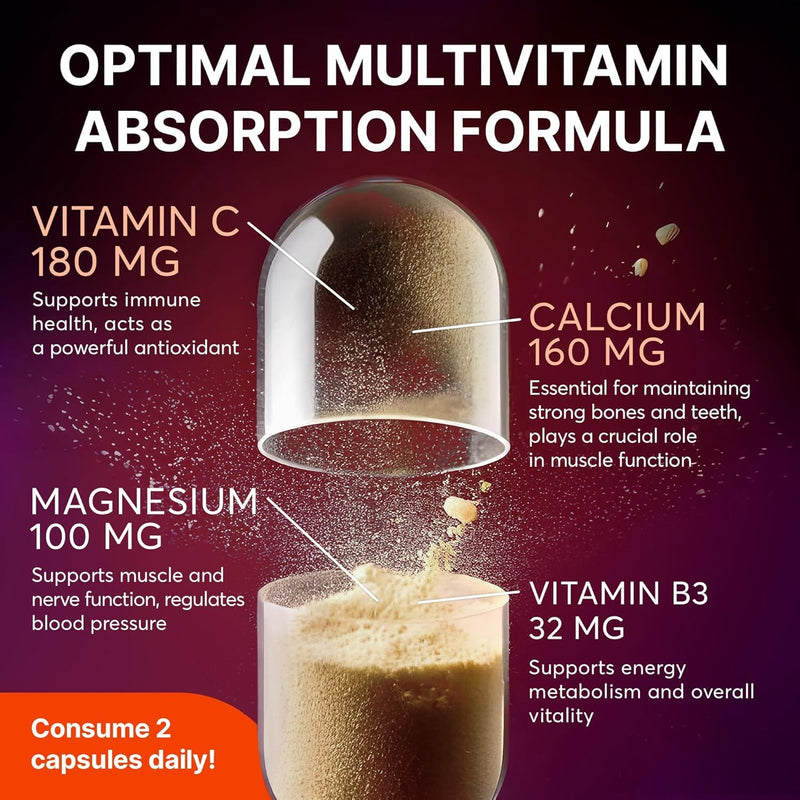 Multivitamin Complex A to Z – 60 Capsules for 30 Days – High Strength Daily Supplement with Vitamins & Minerals: Zinc, Biotin, A, C, D, E, K, B6, B12 – Multivitamins for Men & Women – Vegan 1 Pack