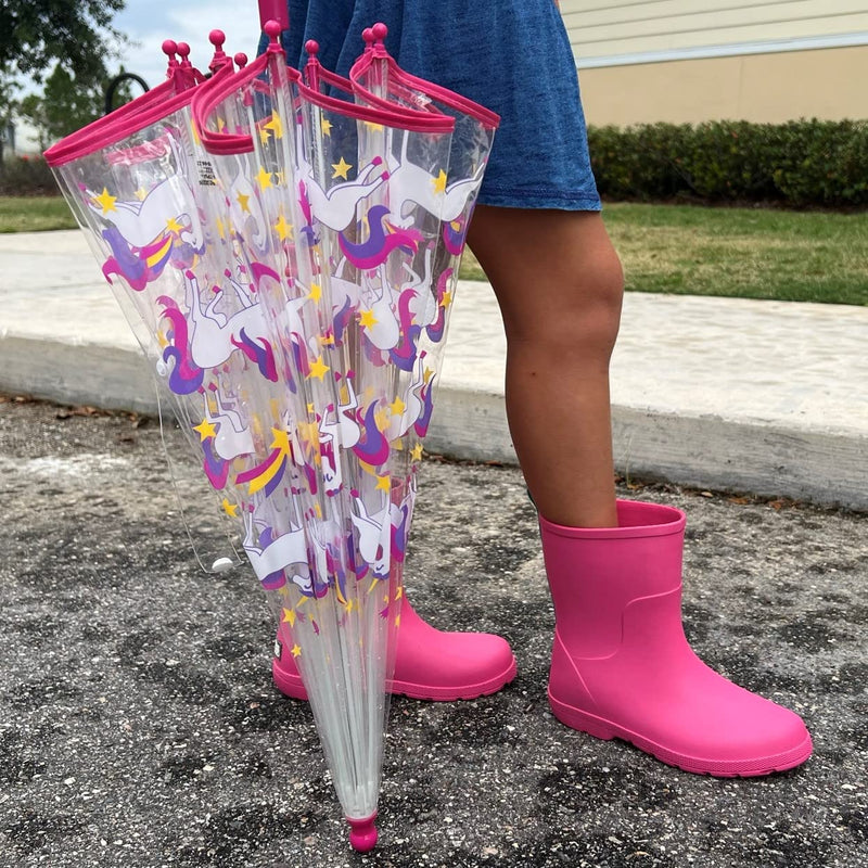 totes Kids Lightweight Dome Canopy Bubble Umbrella with Wind and Rain Protection 38" Canopy UNICORN AND STARS BUBBLE