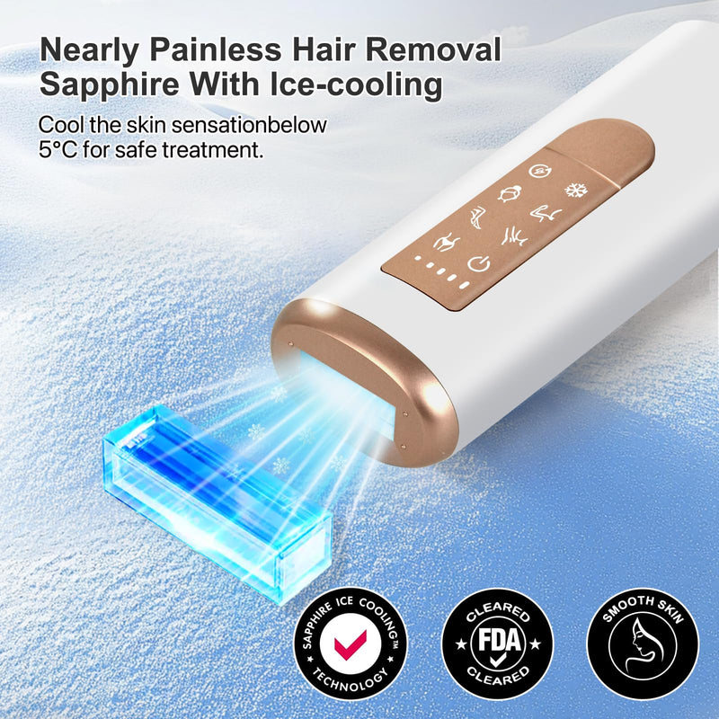[Australia] - IPL Sapphire Laser Hair Removal Device for Women & Men with 45°F Ice-Cooling,Infinite Flash & Long-Lasting Results, Painless Hair Removal Device in 3 Weeks for Armpits Legs Arms Bikini Line At Home White-04 