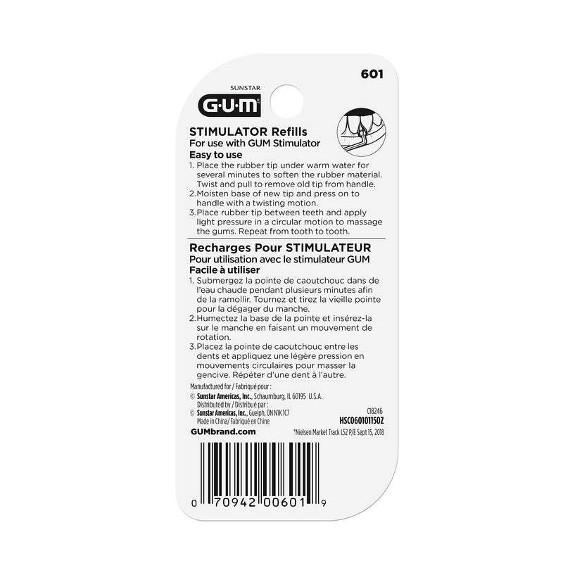 GUM - 601RQA Stimulator Rubber Tip Refills, 3 Count (Pack of 2)