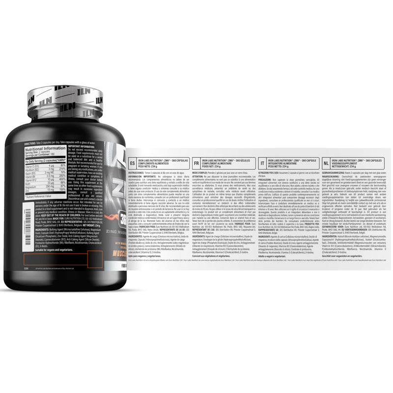 ZM6 - High Strength Zinc Magnesium Supplement for Men and Women - Zinc and Magnesium Tablets for Normal Muscle Function (360 Vegan Capsules) 360 count (Pack of 1)