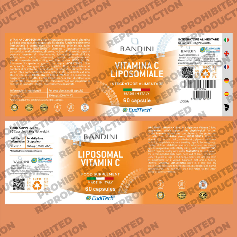 Bandini® Liposomal Vitamin C | High Strength Ascorbic Acid Capsules, High Absorption & Bioavailability | Immunity, Energy, Skin Support - Boosts Collagen & Reduces Fatigue (60 Unit (Pack of 1)) 60 unit (pack of 1)