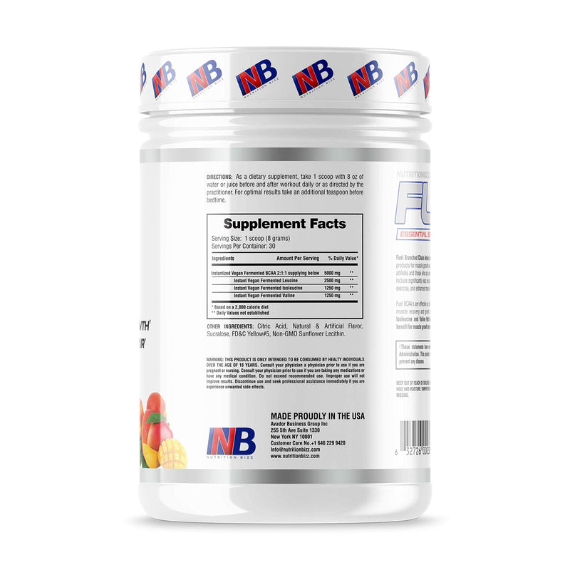 [Australia] - BCAA Powder, 5 Grams of BCAAs Amino Acids, Post Workout Recovery Drink for Muscle Building, Recovery, and Endurance, 30 Servings (Peach Mango) Peach Mango 