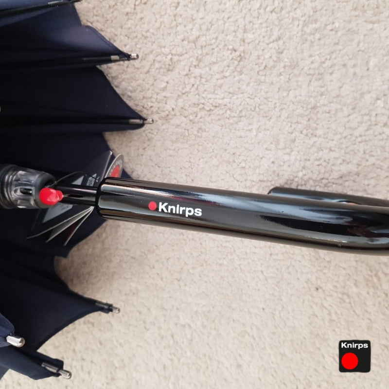 Knirps T.760 Stick Automatic Auto Open Rain Umbrella With Curved Handle - Windproof Travel Cane With Automatic Open Button - For Adults - 107cm Diameter Black