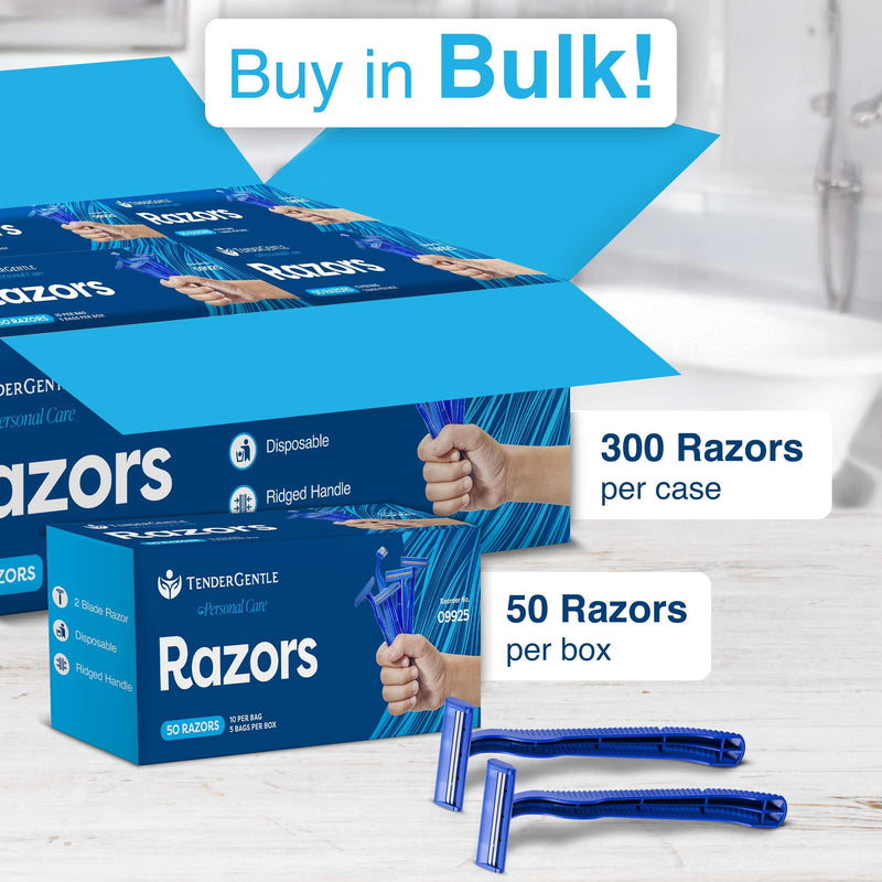 [Australia] - Disposable Razors for Men and Women - Pack of 50 Shavers - 2 Blade Razors, Bulk - for Shaving, Tattoos, Hospitality, and More 1 Count (Pack of 50) 