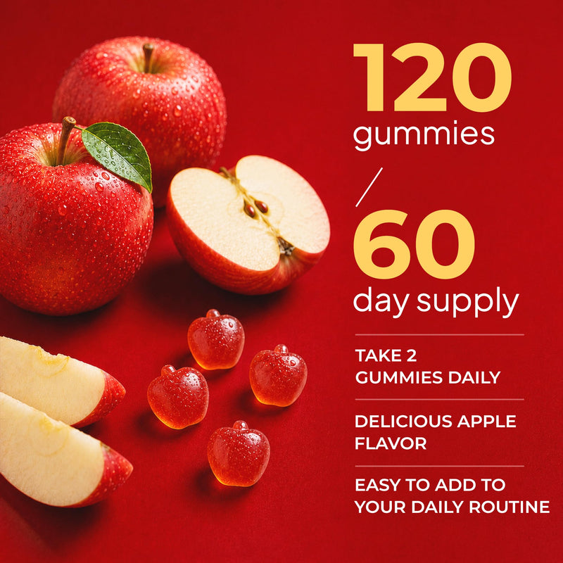 Nature's Key Apple Cider Vinegar Gummies -1000mg ACV Gummies Apple Cider with b12|Folic Acid|Vitamin B6|B12 |Beetroot |Pomegranate|Superfood|, Vegan, Non-GMO, Gluten Free 120 Count (Pack of 1)