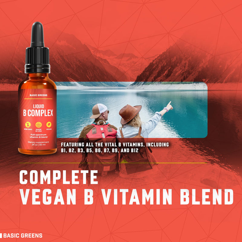 B Complex Liquid Drops Vegan - B1, B2, B3, B5, B6, B7, B9, B12 - 2 Fl Oz