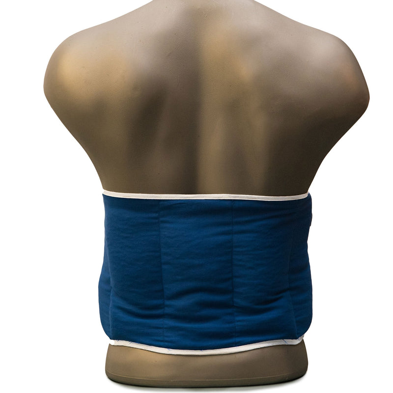 [Australia] - Heat belt cherry stone pillow. Belt with Velcro fastener - approx. 135cm - 7-chamber. Heat cushion back XXL grain cushion - organic fabric gentian blue cherry stones 