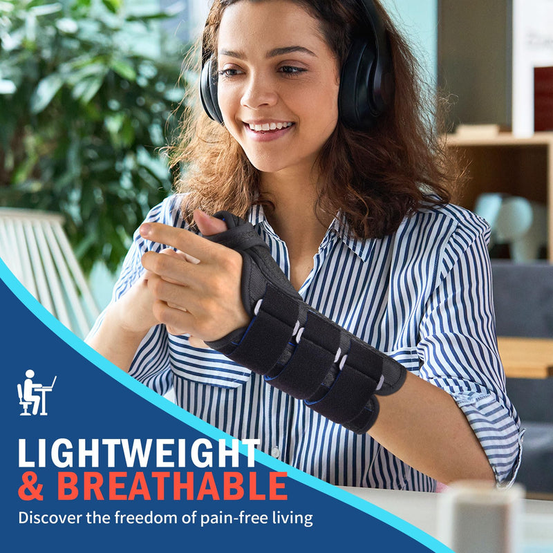 [Australia] - FEATOL 2 Pack Wrist Brace with Thumb Spica Splint for De Quervain's Tenosynovitis, Carpal Tunnel, Tendonitis, Arthritis-Thumb Brace for Pain Relief-Left And Right Hand-Medium/Large Medium/Large Black Blue 