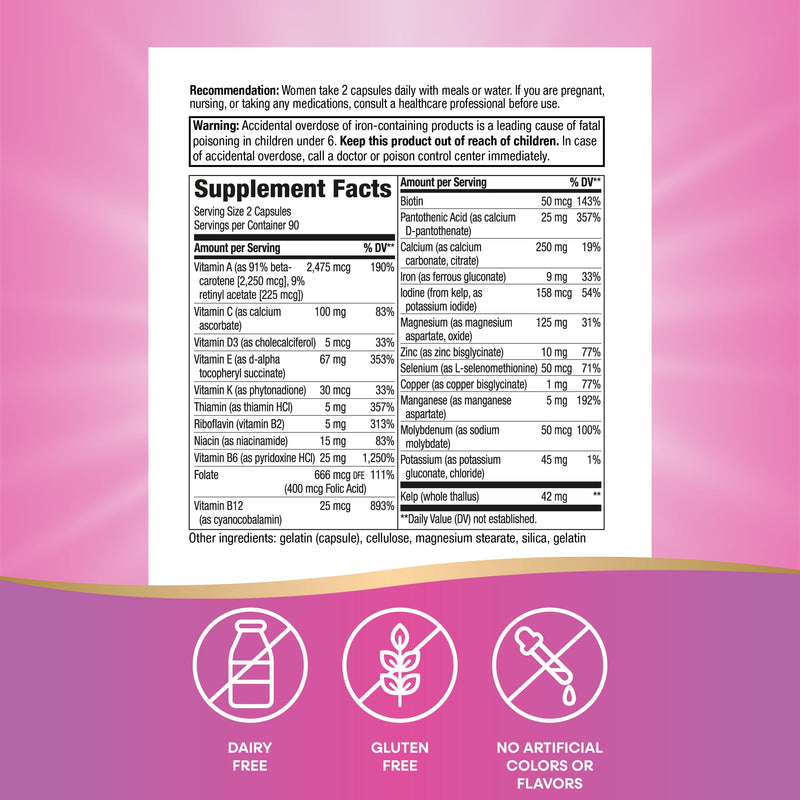 Nature's Way Prenatal Multivitamin, 23 Vitamins & Minerals, 180 ct | Prenatal Multivitamin with Folate to Support Healthy Brain and Spinal Development*, with Buffered Vitamin C