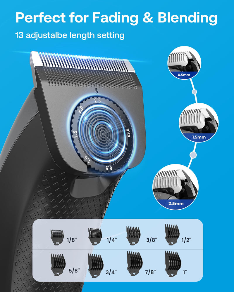 [Australia] - GLAKER Hair Clippers for Men - Cordless 2 in 1 Versatile Hair Trimmer with ABS Guards,Professional Haircutting Kits for Blending & Fade Cuts Classic Grey 