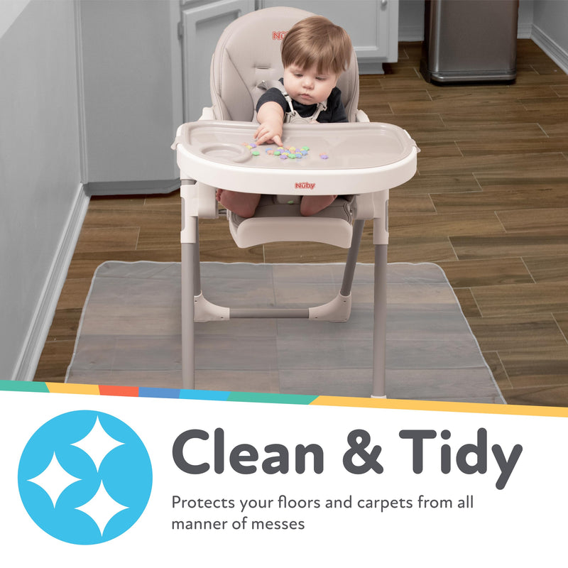 [Australia] - Nuby High Chair Square Floor Mat - Waterproof and Clear Floor Mat - Protects Floor from Spills and Messes - 49.5" x 49.5" 