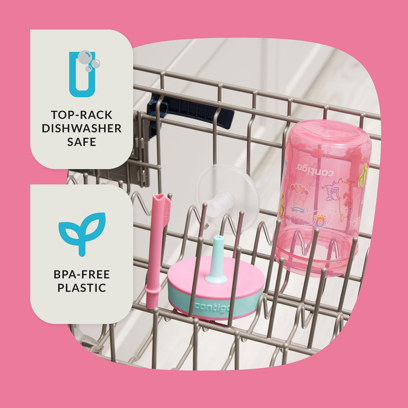 [Australia] - Contigo Kids’ Leighton Straw Tumbler with Spill-Proof Lid, 14oz., 2 Pack, Blue Raspberry & Azalea 14 Ounce 