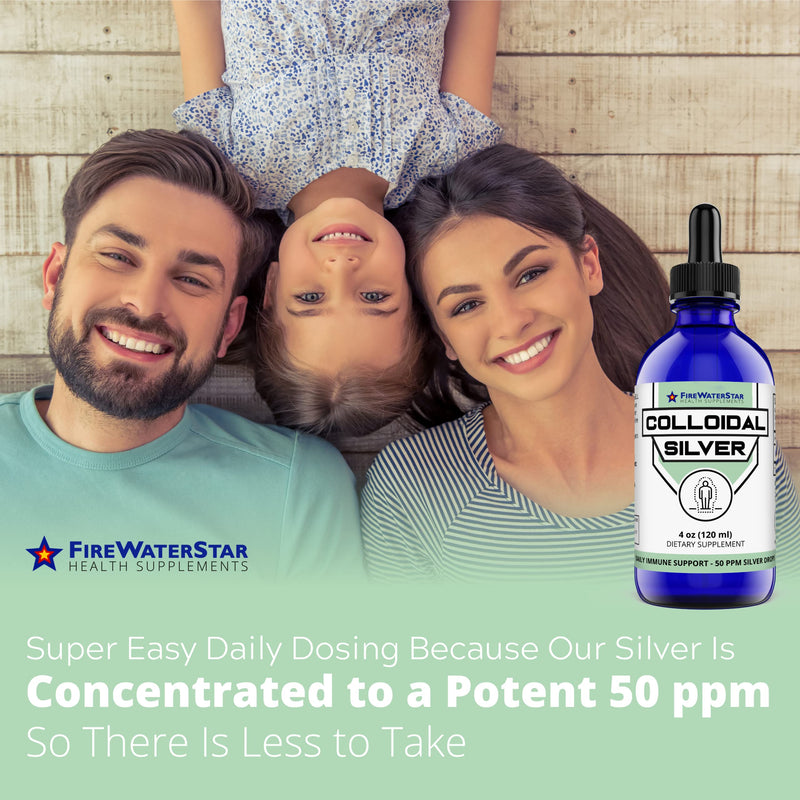 [Australia] - FWS Colloidal Silver for Immune Support - 99.99% Pure Silver Colloidal - 4 oz - 60 Servings - 2 Month Supply - Glass Bottle - 50 ppm Coloidal Silver Drops - Clear Liquid Silver - Plata Coloidal Dropper 