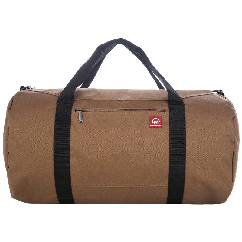 WOLVERINE Center Zip Duffel - High-Density Canvas with Dirt & Water Resistant Coating Chestnut 22 Inch, 37L Capacity