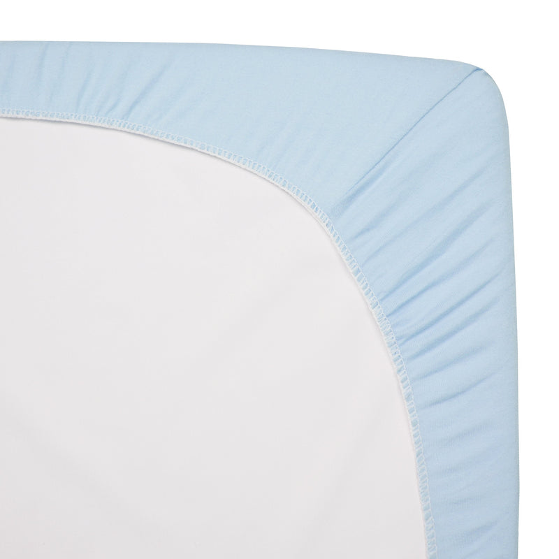 [Australia] - American Baby Company Fitted Crib Sheet 28" x 52", Soft Breathable Neutral 100% Cotton Jersey Sheet, Blue, for Boys and Girls, Fits Crib and Toddler Bed mattresses 1 Pack 